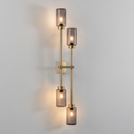 Farol Double Wall Sconce - Brushed Brass / Smoke