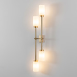 Farol Double Wall Sconce - Brushed Brass / Opal