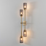 Farol Double Wall Sconce - Brushed Brass / Smoke