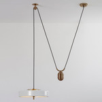 Revolve Rise and Fall Pendant - Antique Brass / White