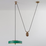 Revolve Rise and Fall Pendant - Antique Brass / Green