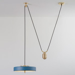 Revolve Rise and Fall Pendant - Brushed Brass / Blue