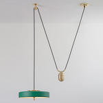 Revolve Rise and Fall Pendant - Brushed Brass / Green
