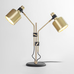 Riddle Double Table Lamp - Brushed Brass / Black