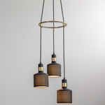 Riddle Multi Light Pendant - Black / Brushed Brass