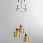 Riddle Multi Light Pendant - Brushed Brass / Black