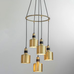 Riddle Multi Light Pendant - Brushed Brass / Black
