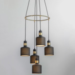 Riddle Multi Light Pendant - Black / Brushed Brass