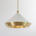 Shear Pendant - Brushed Brass / White