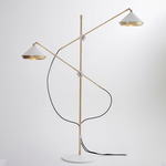 Shear Floor Lamp - Brushed Brass / White
