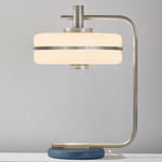Masina Table Lamp - Satin Nickel / Textured Blue