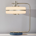 Masina Table Lamp - Satin Nickel / Textured Blue