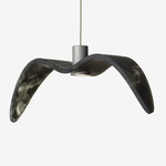 Night Birds Mini Pendant - Silver Body / Black Canopy / Smoke Grey Brokisglass
