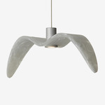 Night Birds Mini Pendant - Silver Body / White Canopy / Triplex Opal Brokisglass