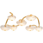 Kune Semi Flush Ceiling Light - Vintage Gold Leaf / Blonchino Piastre