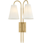 Limoges Double Wall Sconce - Vintage Brass / Silk