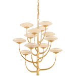 Pluro Chandelier - Vintage Gold Leaf / Bianca