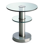 Tavolino 1932 Table - Brushed Nickel / Clear