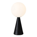 Bilia Mini Portable Table Lamp - Matte Black / White Glass