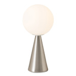 Bilia Mini Portable Table Lamp - Brushed Nickel / White Glass