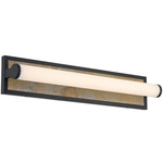 Stratum Bathroom Vanity Light - Matte Black / Moon Rock
