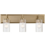 Brilia Bathroom Vanity Light - Brushed Champagne Brass / Clear Hammered Glass