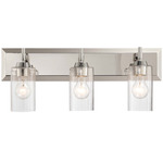 Brilia Bathroom Vanity Light - Polished Nickel / Clear Hammered Glass