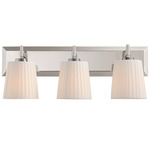 Brilia Bathroom Vanity Light - Polished Nickel / Pleated White