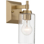Brilia Wall Sconce - Brushed Champagne Brass / Clear Hammered Glass