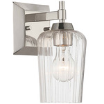 Brilia Wall Sconce - Polished Nickel / Clear Fluted