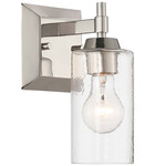 Brilia Wall Sconce - Polished Nickel / Clear Hammered Glass