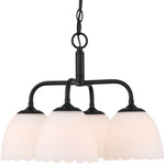 Dorinda 4-Light Pendant - Matte Black / Opal