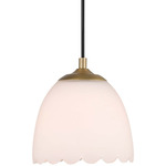 Dorinda Mini Pendant - Brushed Champagne Brass / Opal