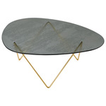 Pedrera Coffee Table - Semi Matte Brass / Smoke Structured Glass