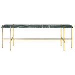 TS Rectangle 1 Rack Console - Brass / Green Guatemala Marble