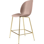 Beetle Bar / Counter Chair - Brass Semi Matte / Sweet Pink