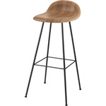 Gubi 3D Stool - Black Matte / American Walnut