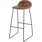 Gubi 3D Stool - Black Matte / American Walnut