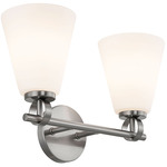 Fusion Bolzano Bathroom Vanity Light - Brushed Nickel / Opal