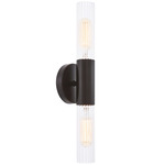 Fusion Rimini 2-Light Wall Sconce - Matte Black / Clear