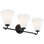 Fusion Pavia Bathroom Vanity Light - Matte Black / Opal