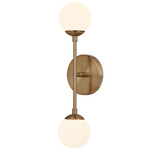 Fusion Noho Convertible 2-Light Wall Sconce - Brushed Brass / Etched Glass