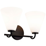 Fusion Pavia Bathroom Vanity Light - Matte Black / Opal