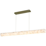 Alabaster Rocks Medley Linear Pendant - Brushed Brass / Alabaster