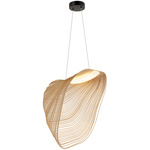 Eco Madera Color-Select Square Pendant - Matte Black / Natural Wood