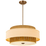 Textile Narberth Pendant - Brushed Brass / Cream