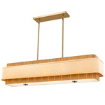 Textile Narberth Linear Pendant - Brushed Brass / Cream