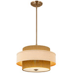 Textile Narberth Pendant - Brushed Brass / Cream
