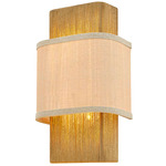 Textile Narberth Vertical Wall Sconce - Brushed Brass / Cream
