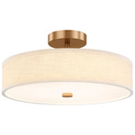 Textile Genova Color-Select Semi Flush Ceiling Light - Brushed Brass / Cream